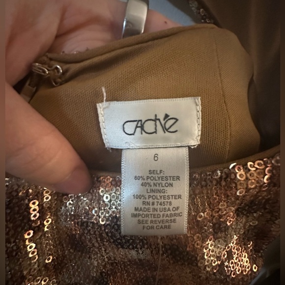 NWT Vintage Gold Sequin Animal Print Cheetah Caché Minidress Open Back - Picture 9 of 10